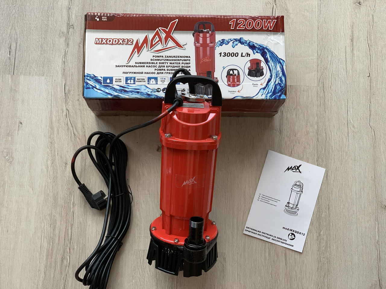 Погружной насос для брудної води Max MXQDX12 / 1200Вт