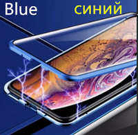 Магнитный металл чехол FULL GLASS 360° для REALME 5 Pro / OPPO REALME Q / Синий