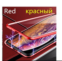 Магнитный металл чехол FULL GLASS 360° для REALME 5 Pro / OPPO REALME Q / Красный