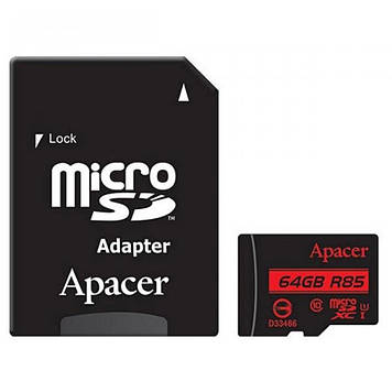 Карта пам`яті 64Gb Micro-SDXC(UHS-1) Apacer R-45Mb/s (adapter) class10 №8883