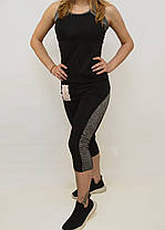 Майка та капрі жіночі з яскравими вставками S — XL Костюм жіночий для фітнесу Ластівка, фото 3