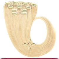 Натуральные Европейские Волосы на Заколках 55 см 110 грамм, Блонд №613