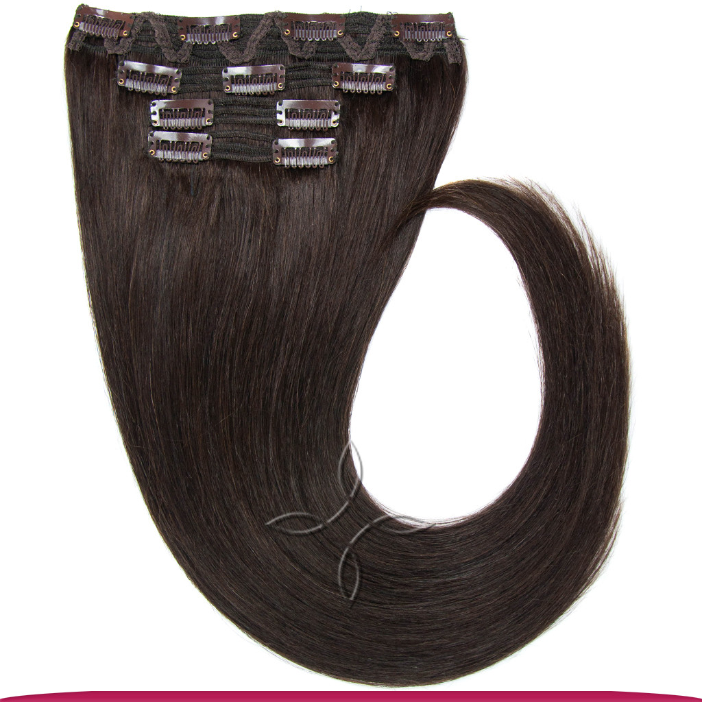 Натуральне Європейське Волосся на Заколках 40 см 110 грам, Шоколад №02