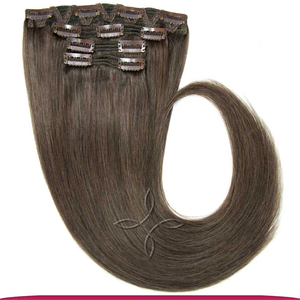 Натуральне Європейське Волосся на Заколках 40 см 110 грам, Шоколад №09