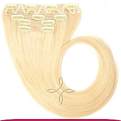Натуральне Європейське Волосся на Заколках 40 см 110 грам, Блонд №22