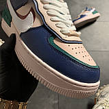 Жіночі кросівки Nike Air Force 1 White Green Blue, жіночі кросівки найк аір форс 1, фото 4