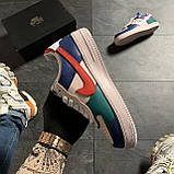 Жіночі кросівки Nike Air Force 1 White Green Blue, жіночі кросівки найк аір форс 1, фото 3