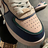 Жіночі кросівки Nike Air Force 1 White Green Blue, жіночі кросівки найк аір форс 1, фото 5