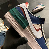 Жіночі кросівки Nike Air Force 1 White Green Blue, жіночі кросівки найк аір форс 1, фото 6