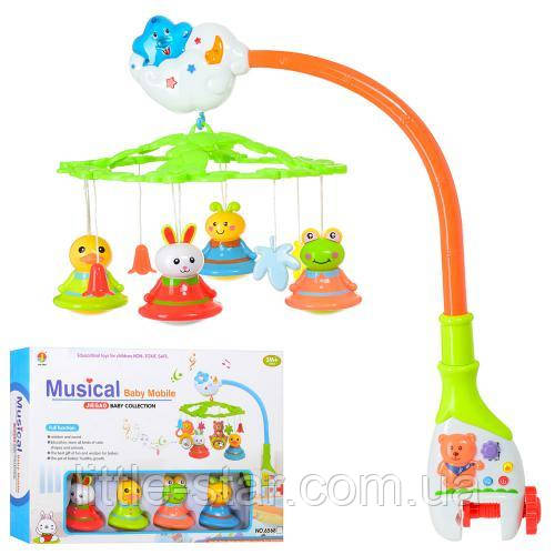 Дитяча карусель на ліжечко 6568,4 підвіски,музика,звуки природи,світло,на батарейках