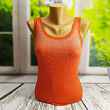 Майка жіноча теракотового кольору зі стразами