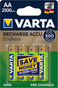 Акумулятори АА, 2500 mAh, Varta Rechargeable Accu Endless, 4 шт, 1.2 V, Blister (56686101404)