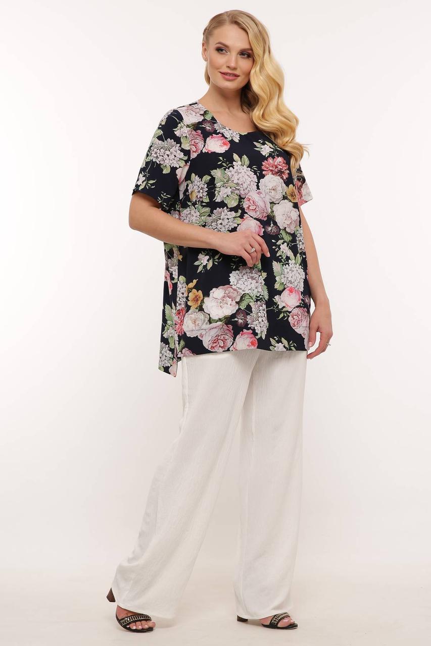 ✔️ Летний женский костюм блузка и брюки большого размера 54-62 размера белый, фото 1