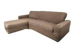 Чохол натяжний на кутовий диван з виступом DONNA кавовий. Чохол повністю обтягне ваш диван!!