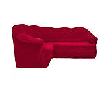 Чохол натяжний на кутовий диван і 1 крісло без оборки DONNA бордовий.Чехол повністю обтягне ваш диван!!!!, фото 2