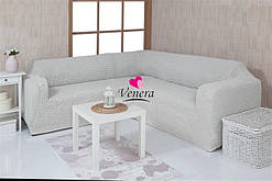 Чохол натяжний на кутовий диван без оборки DONNA натуральний 204. Чохол повністю обтягне ваш диван!!