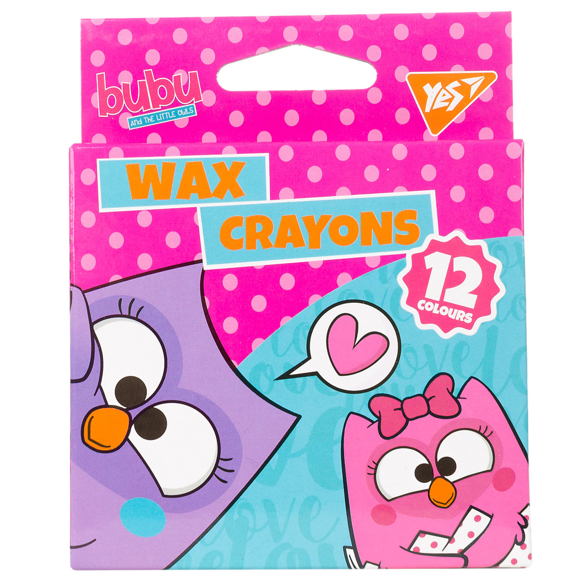 Олівці кольорові воскові YES 12шт. "Бубу"