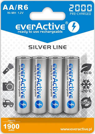 Аккумулятор everActive EVHRL6-2000, AA/(HR6), 2000mAh, LSD Ni-MH, блистер 4шт, фото 1