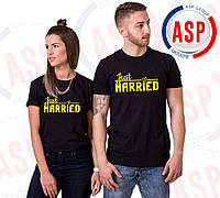 Футболки для нареченого та нареченої Just Married футболки для весілля з написами друк під замовлення