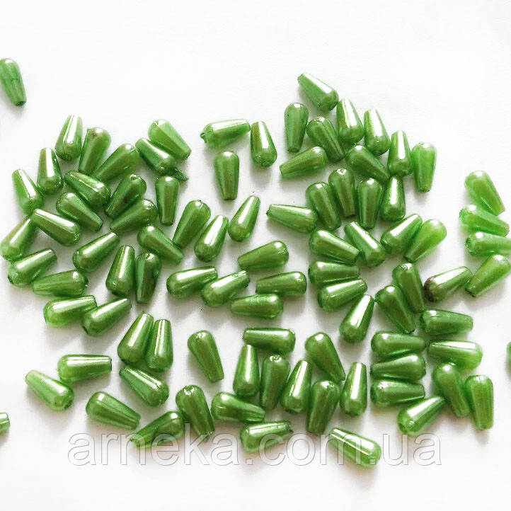 Бусини Міні крапля 0,5 см зелені
