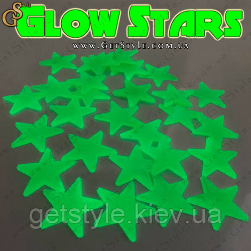 Світні зірки Glow Stars 100 шт + 12 фігурок (місяць, місяць)
