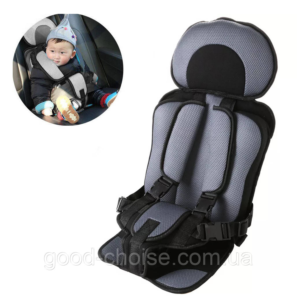Дитяче безкаркасне автокрісло / Дитяче крісло в машину СІРЕ
