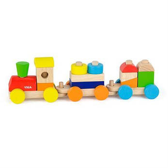 Дерев'яний поїзд Viga Toys Кольорові кубики (51610), фото 3