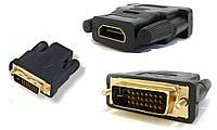 Переходник шт.DVI-D(24+1) -гн.HDMI, gold, пластик