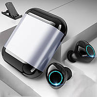 Wi-pods S7 Bluetooth наушники беспроводные водонепроницаемые с зарядным чехлом-кейсом. Металлик Оригинал