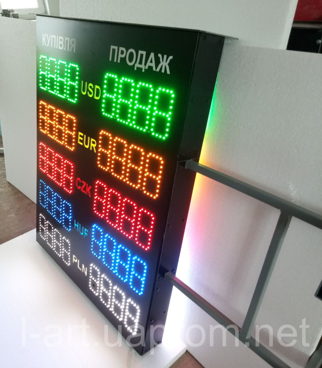 Светодиодное табло обмен валют двустороннее 1000х800 мм LED-ART-1000х800-2 - фото 2 - id-p1210105698