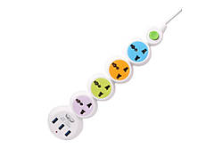 Подовжувач зарядного пристрою 4 розетки 3 USB 