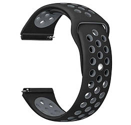 Спортивний ремінець Primolux Perfor Sport з перфорацією для годинника Amazfit Bip 5 / Bip 6 - Black&Grey