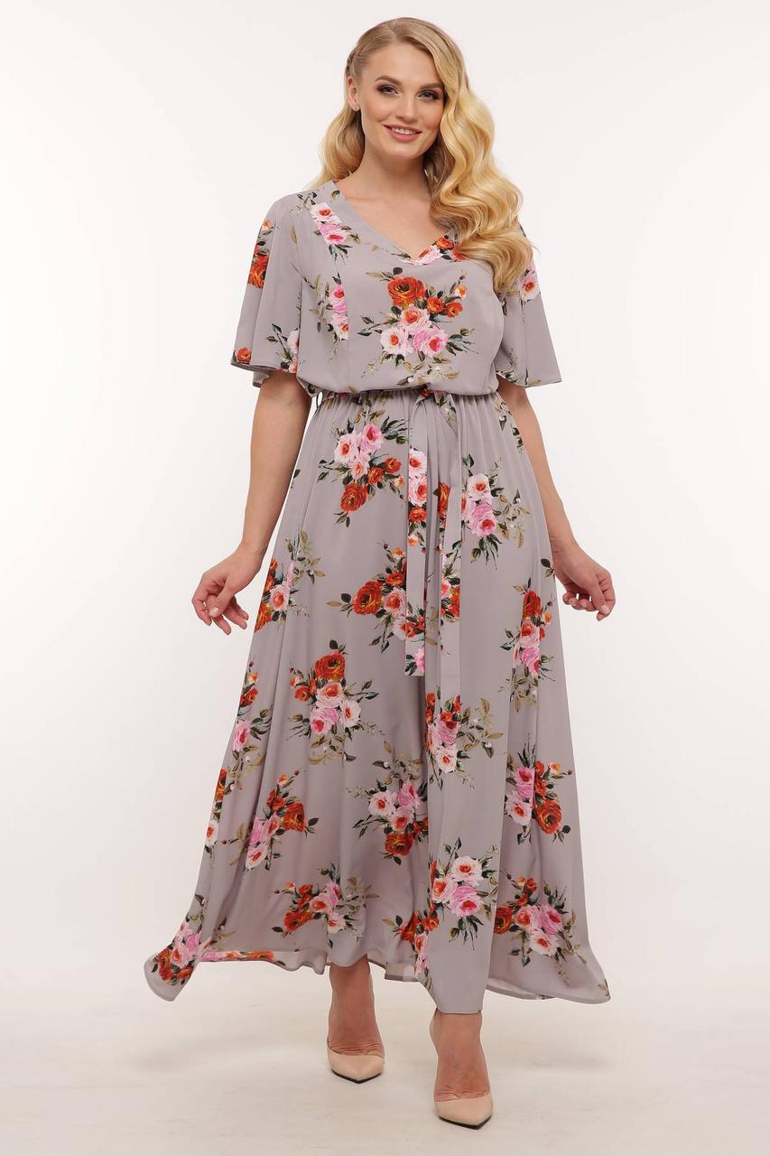 ✔️ Літній шовкове плаття вільний з поясом великого розміру 54-60 різні забарвлення, фото 1