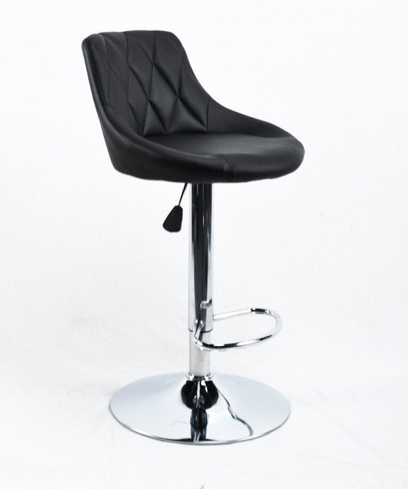 Барный стул FORO ЭК Форо черный кожзам на хром базе с подножкой, фото 1