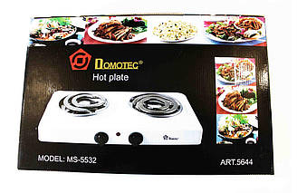Електроплита двох комфорна Domotec MS-5532 (Велика спераль)
