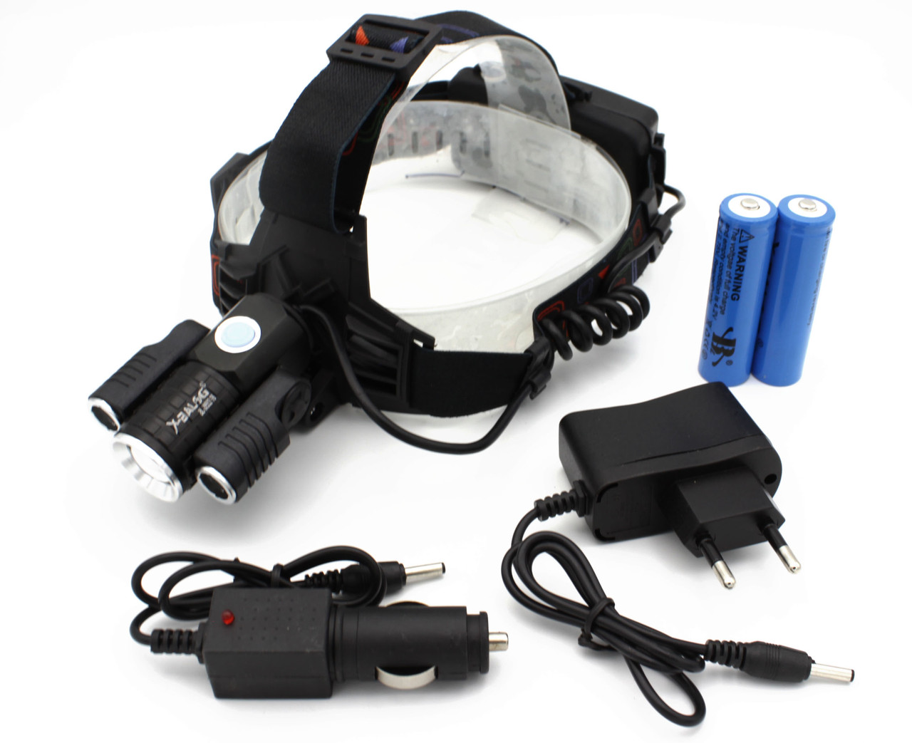 Ліхтар X-Balog WD115/ W602/ Акк./ 1xT6 2xXPE/ Zoom/ 220V / Кріплення на голову