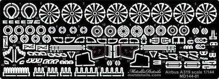 Набір фототравлення для моделі літака Airbus A319. 1/144 METALLIC DETAILS MD14401, фото 2