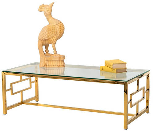 Стіл журнальний CL-1 прозорий + золото 120*60*40(H) TM Vetro Mebel, фото 1