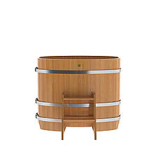Купель для лазня овальна натуральна листонятка BENTWOOD 760X1160 світлий 480 літрів, фото 4