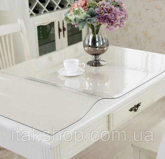 Силіконове м'яке скло Прозора захисна скатертина для столу та меблів Soft Glass (3.9х1.0м) товщина 1.5мм, фото 1