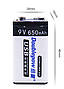 Акумулятор (батарейка) Крона 6F22 (CR-9V) micro USB 650 мАч Li-ion 9V Doublepow, фото 5