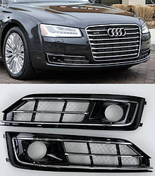 Бічні решітки бампера Audi A8 D4 (14-18) стиль W12 (з ACC)