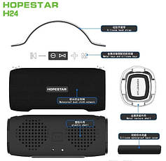 Портативна бездротова колонка Hopestar H24 (Bluetooth мікрофон Power Bank USB) Чорний, фото 3