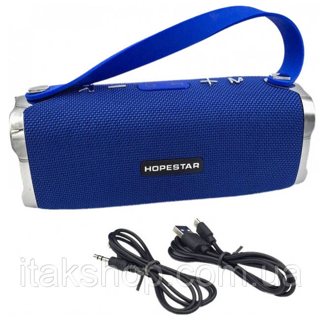 Портативна бездротова колонка Hopestar H24 (Bluetooth мікрофон Power Bank USB) Синій