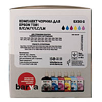 Комплект чернил Barva Epson T081x, C/M/Y/K/LM/LC, 6 x 90 г чернил (E081-090-MP), краска для принтера эпсон