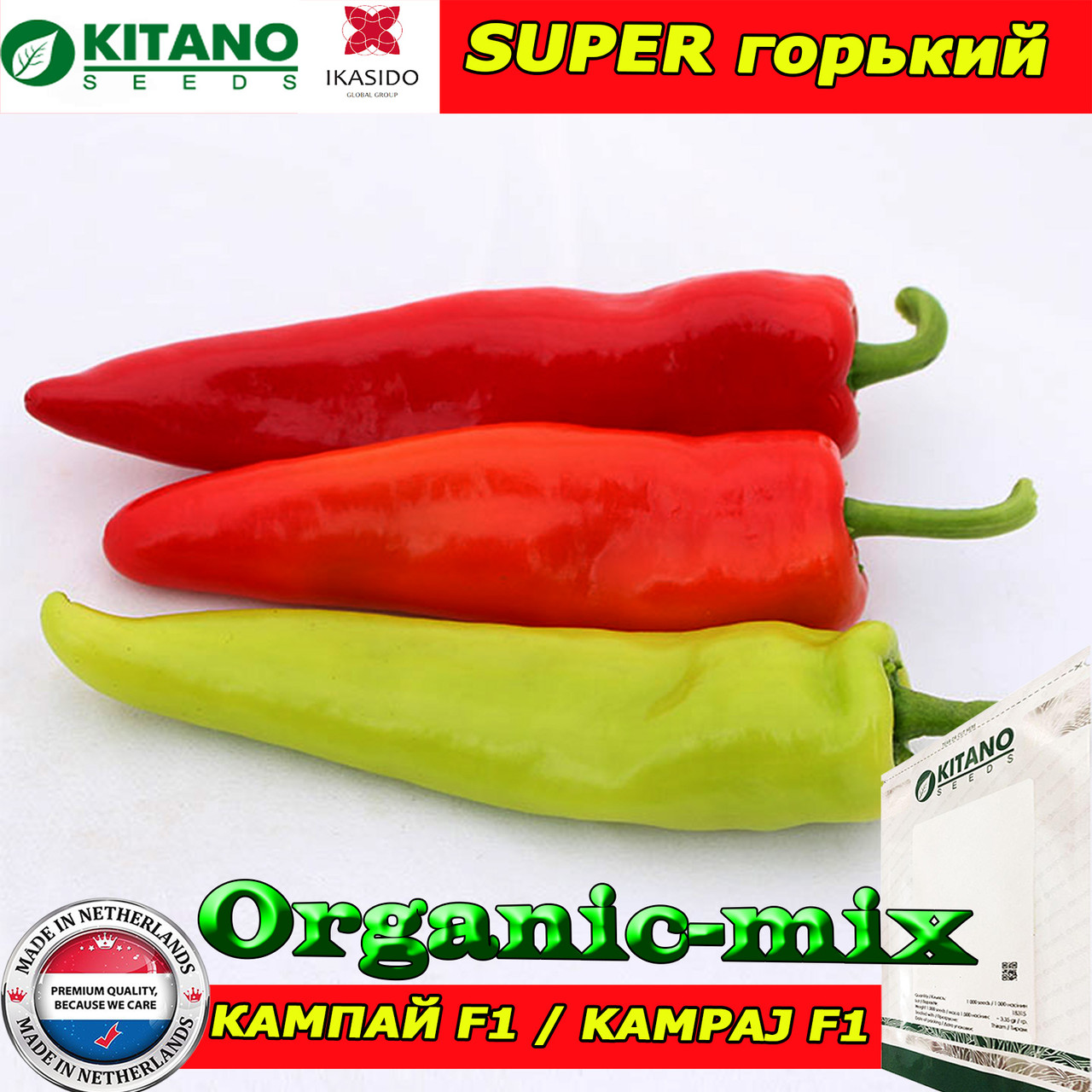 Перець гіркий КАМПАЙ F1, пакет 500 насіння, ТМ Kitano Seeds (Нідерланди)