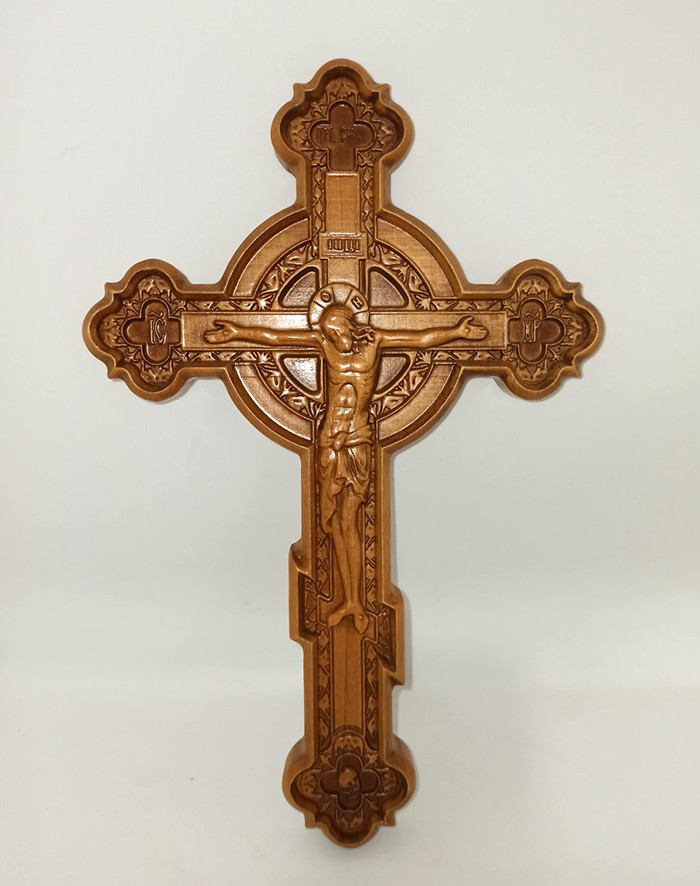 Православний різьблений Хрест 28.5х18.5см із бука