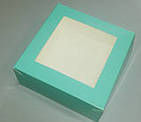 Упаковка для тістечок бірюзова 130*130*60 з вікном, фото 3
