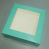 Упаковка для тістечок бірюзова 130*130*60 з вікном, фото 2