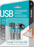 Акумулятор AA-USB, 1200 mAh, ColorWay, 2 шт, 1.5 V (CW-UBAA-02), літієва батарейка